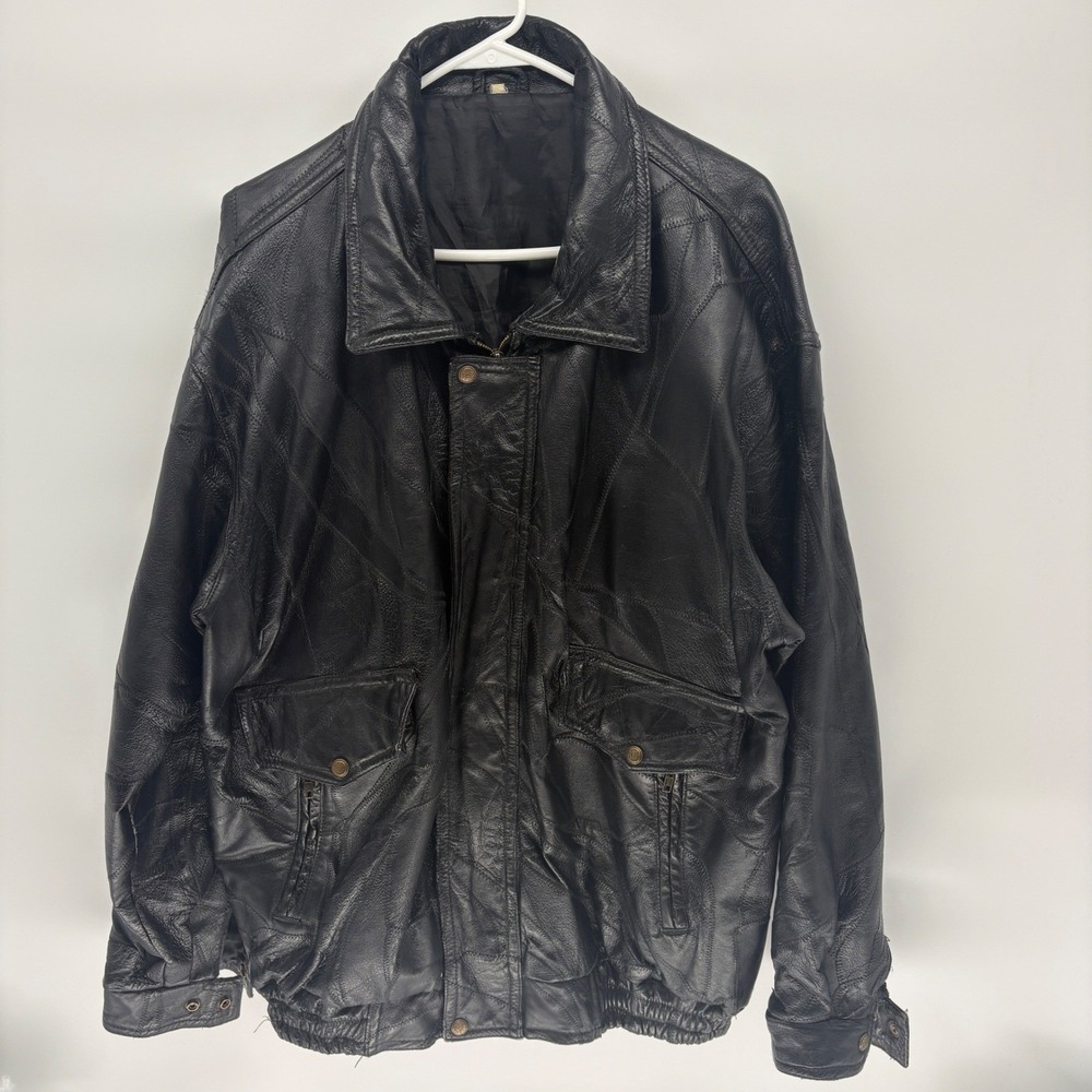 Vintage 80s Napolian Leather A-2 Aviator Bomber Jacket Grunge Punk Retro Men 2XL